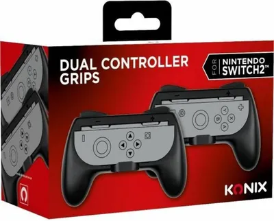 Zdjęcie produktu dla Konix 61889000081, Uchwyt kontrolera, Czarny, Szary, Nintendo, Switch 2, 2 szt., Zawieszane pudełko