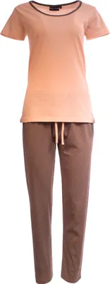 Produktbild von AnnaMax Damen Pyjama lange Hose + kurzarm T-Shirt Rosa M