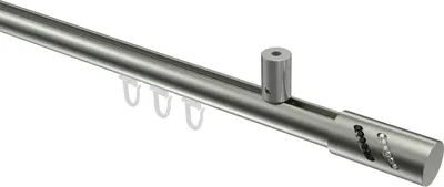 Produktbild von Interdeco Innenlaufstange / Gardinenstange mit Innenlauf Edelstahl-Optik, Typ Sonius Zoena (Glitzerzylinder) Deckenmontage, 20 mm Ø 1-läufig, 140 cm
