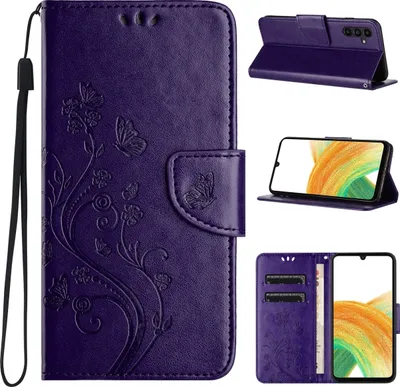 Produktbild von Mobigear Flowers  Samsung Galaxy A35 Hülle Klapphülle Geldbörse - Lila
