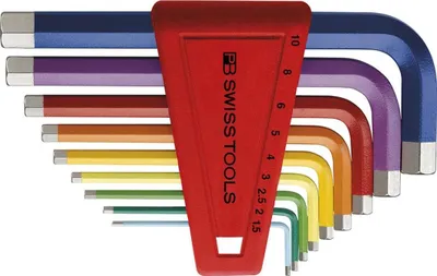 Produktbild von Swiss Tools Winkelschraubendreher- Satz im Kunststoffhalter 9-teilig 1,5-10mm Rainbow