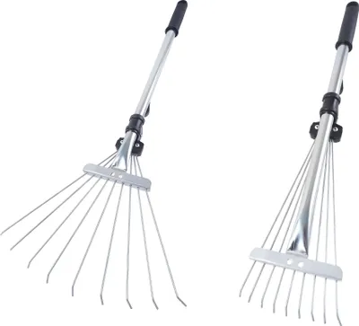 Produktbild von BAUSTER® Gartenrechen 30-41cm Teleskop Fächerbesen verstellbar Drahtbesen Laubrechen Harke Gartenrechen Laubbesen Werkzeuge Einstellbarer Rasenrechen