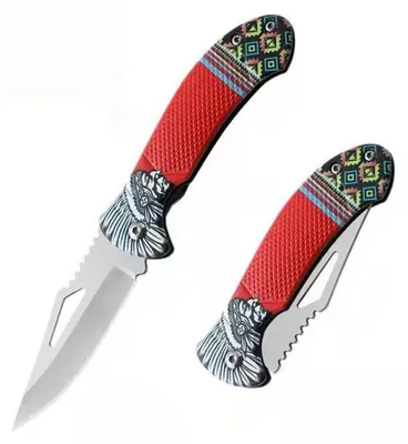 Obrázek produktu pro Skládací nůž z nerezové oceli 4Cr13, červený, 9 cm, 75 g, vhodný pro kempování a outdoorové aktivity