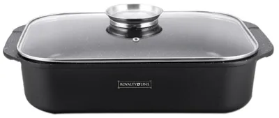 Obrázek produktu pro Plech do trouby Royalty Line RL-ACR34 s žáruvzdorným víkem, 6 l, mramorovaný, černý