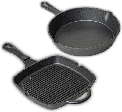 Produktbild von Famanu Grill- und Bratpfanne aus Gusseisen mit Antihaftbeschichtung - Schwarz