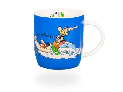 Produktbild von tea4chill Könitz Kaffeetasse Asterix - Schwimmen-Nager. Teetasse 350ml, Porzellan. Design modern, bunt