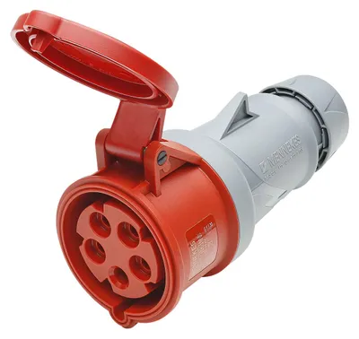 Produktbild von Mennekes CEE, 5-pol , Kunststoff-, Schraubkontakt-Kabelbuchse, vernickelte(r) Kontakt(e), gerade, max. 6 mm², rot