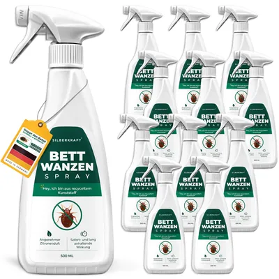 Produktbild von Silberkraft Anti Bettwanzen Spray zur effektiven Abwehr - Mittel gegen Bettwanzen - hochwirksam & labor - 12 x 500 ml