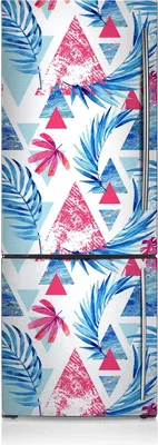 Produktbild von Kühlschrank Aufkleber Kühlschrankmagnete Dekoration Kühlschrankfolie 60x180 cm - Blätter Dreiecke
