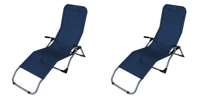 Produktbild von DEGAMO Gartenliege Saunaliege Kippliege  SYLT, Stahl + Kunstgewebe blau, faltbar, 2 Stück