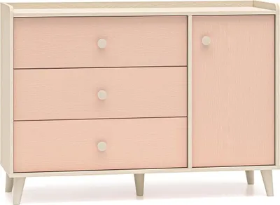 Image de FURNLUX Buffet Mevel Rose Et Beige 120cm / Couleur principale : Rose / Dimensions : 120 x 85 x 40 cm