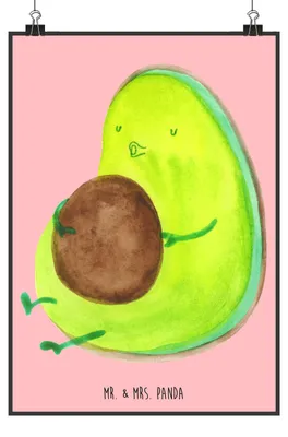 Produktbild von Mr. & Mrs. Panda Bild Avocado Pfeifen DIN A2 - Rot Pastell - Geschenk, Kunstdruck, Abnehmen, drucke, Diät, Wandbild, wanddeko, Schwanger, Plakat
