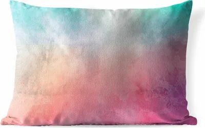 Produktbild von MuchoWow® Outdoor Kissen - Aquarell - Rosa - Lila - Grün - 50x30 cm - Wetterfest - Lounge Kissen - Sofa kissen - Wohnzimmer Dekoration