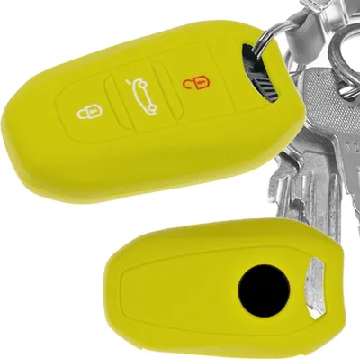 Produktbild von Auto Schlüssel Hülle Silikon Schutz Cover Apfelgrün kompatibel mit Citroen C4 DS4 DS6 DS5 DS7 Peugeot 208 508 2008 4008 3 Tasten KEYLESS SMARTKEY