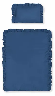 Produktbild von Babybettwäsche, Kinderbettwäsche aus Baumwolle mit Rüschen, Boho-Stil 100x135 Denim