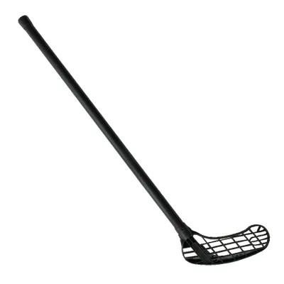 A black floorball stick on a white background.