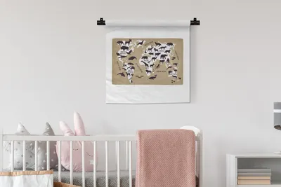 Produktbild von MuchoWow® Wandteppich Wandbehang Weltkarte Kinder - Weiß - Tiere 60x60 cm Tapisserie Dekoration Wandtuch - Dekorationen - Wand Decke