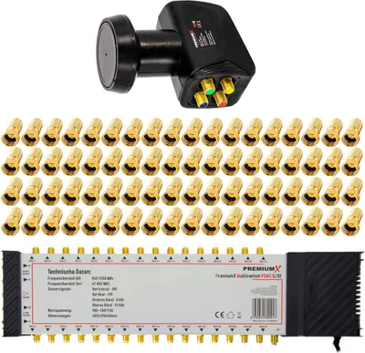 Produktbild von PremiumX Multischalter Set 5/32 Multiswitch SAT Quattro LNB 72x F-Stecker