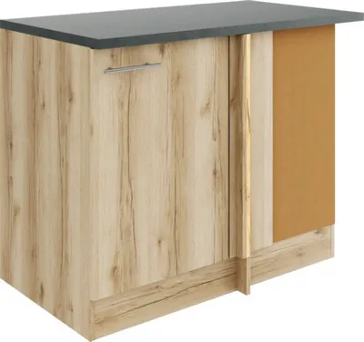 Produktbild von Optifit Eckunterschrank Livorno290 BxTxH 110 x 60 x 84,8 cm wildeiche matt strukturiert zerlegt Anschlag reversibel KULI