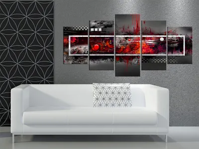 Image de Tableau acoustique Abstrait 200 x 100 cm Tableaux en 5 parties Mousse acoustique Absorbeur acoustique haute performance Isolation acoustique Toile 5 pièces Tableau mural Acoustique intérieure Isolation acoustique 020101-8
