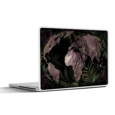 Produktbild von MuchoWow® Laptop Aufkleber Sticker Cover Weltkarte - Lila - Gold 25x18 cm - Laptop-Deko
