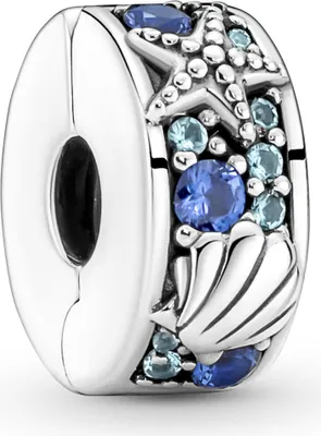 Produktbild von PANDORA Clip-Charm Muschel & Seestern, 925er Silber, Kristalle