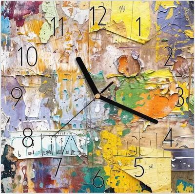 Produktbild von Wanduhr aus Glas mit Motiv Abstrakte Kunst- 30 x 30 cm - inkl. Aufhängesystem