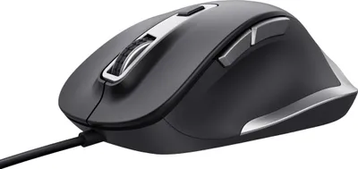 Produktbild von Trust Fyda PC Maus mit Kabel, Nachhaltiges Design, 600-5000 DPI, 6 Tasten, Daumen- und Fingerauflage, USB Maus 150 cm, Ergonomische Maus für Laptop, PC, MacBook, Büro, Komfortables Arbeiten, Schwarz