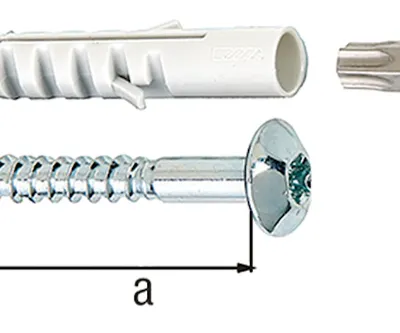 Produktbild von ALBERTS Befestigungs-Set 4 Schrauben und Dübel Stahl verzinkt Ø 7x50 mm mit Bit