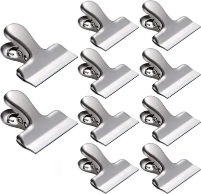 Produktbild von 10 Stück Große Metall Clips Tüten Verschlussklammern,Verschlussclips,Tütennclips, Brief Klammern aus rostfreiem Edelstahl, Starke Federkraft,40mm Breite,Silber