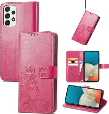 Produktbild von König Design Hülle kompatibel mit Samsung Galaxy A73 5G Kunstleder Handyhülle - Handy Case Rosa Rot