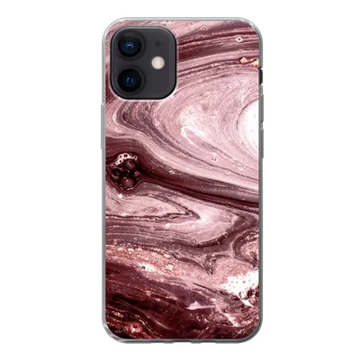 Produktbild von MuchoWow® Handyhülle Schutzhülle Hülle für iPhone 12 Marmor - Gold - Rosa Silikon Softcase Handy Hülle - Schutzhülle