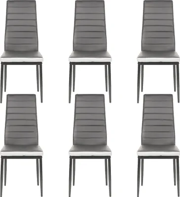 Produktbild von JEOBEST Esszimmerstühle 6stk.|Küchenstuhl -Hochlehner Sitzgruppe Kunstleder Grau+weiß