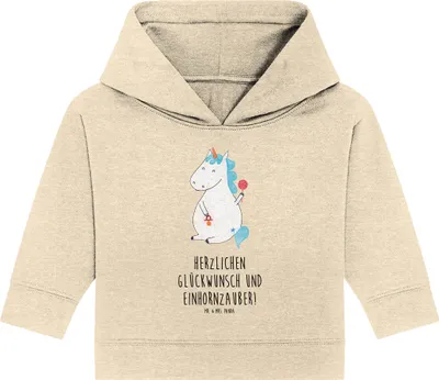Produktbild von Mr. & Mrs. Panda Organic Baby Hoodie Einhorn Baby 12. - 18. Monat - Natural Raw - Geschenk, Einhörner, Geburtstag, Mutter, Kapuzensweatshirt, Party, Kapuzenshirt, Unicorn