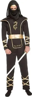 Produktbild von Mom Schwarzes Ninja Mann Kostüm Schwarz M-L Schwarz M-L