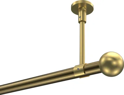 Produktbild von Interdeco Gardinenstange / Vorhangstange Messing Antik / Messing-Optik, Typ Sonette Luino (Kugel) ohne Ringe, Deckenmontage, 20 mm Ø 1-läufig, 420 cm