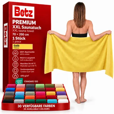 Image de Betz Serviette à Sauna Premium Drap de Bain 100% Coton 70x200cm Couleur Jaune