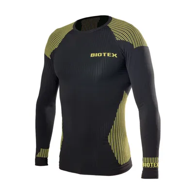 Produktbild von Biotex Langarm Fahrrad-Shirt - SEAMLESS - Gelb/Schwarz XS-S
