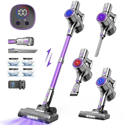 Immagine prodotto di X7 - Aspirapolvere a batteria senza fili - Potenza di aspirazione 55 kPa - Autonomia 55 min - Motore brushless da 400 W - Filtro HEPA - Display LCD - Viola