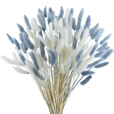 120 Kunstblumen, weiß-grau, Kaninchengras, Trockenblumen
