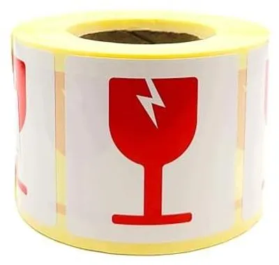 Zdjęcie produktu dla Etykiety ostrzegawcze fragile szkło samoprzylepne 50X50 mm 500 szt