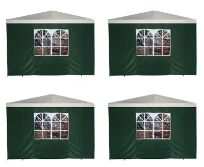 Produktbild von DEGAMO Pavillon Seitenwände mit Fenster, 3x1,9m, Polyester grün, 4er Set