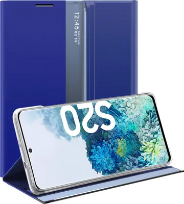 Produktbild von Galaxy S20 Hülle, LaimTop Slim Flip Leder Smart View Window Klappetui Schutzhülle mit Standfunktion für Samsung Galaxy S20 Blau