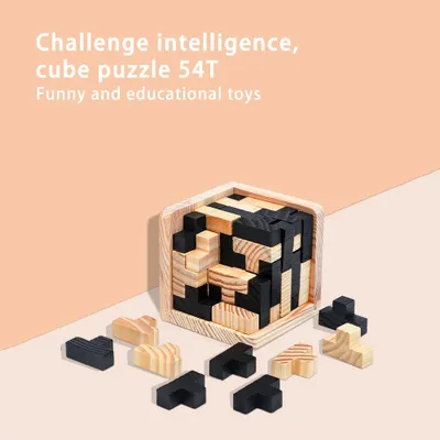 Produktbild von Klassisches Holzwürfelpuzzle Ming Luban Interlocking Brain Teaser Early Learning Spielzeug für Kinder Geschenke