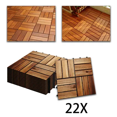 Produktbild von Wolketon 2m² Holzfliesen Mosaik Akazienholz Fliese 22 Stück 30x30 cm Balkonfliesen Gartenfliesen Terrassenfliesen für Garten Terrasse Balkon