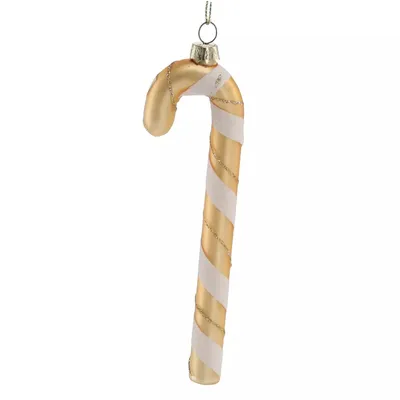 Produktbild von MIKONI Weihnachtskugel | Zuckerstange (Gold) - (4 x 1,2 x 11,8cm) | aus GLAS, Christbaumkugel, Mundgeblasen, Handbemalt, Christbaumschmuck, Zapfen