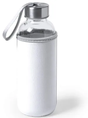 Produktbild von Wasserflasche/Getrankeflasche Bidon - Schutzhulle weis - Glas - 420ml