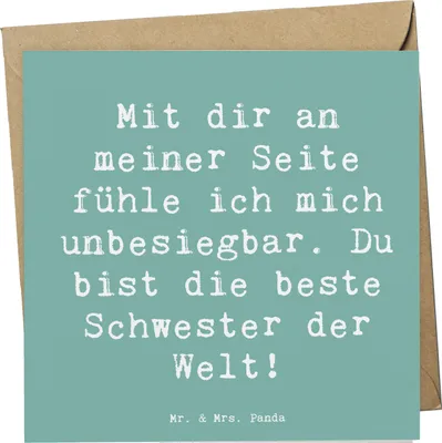 Produktbild von Mr. & Mrs. Panda Klappkarte Spruch Beste Schwester - Meeresbrise - Geschenk, Bedanken, doppelkarte, besondere Momente, anlasskarte, Grußkarte, Beziehung, faltkarte, Danke