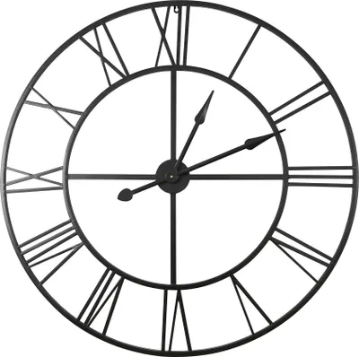 Immagine prodotto di Milani Home - orologio da parete in metallo, diametro 80 cm, numeri romani, antracite, stile vintage