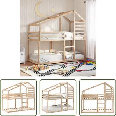 Produktbild von The Living Store Etagenbett mit Dach 80x200 cm Massivholz Kiefer